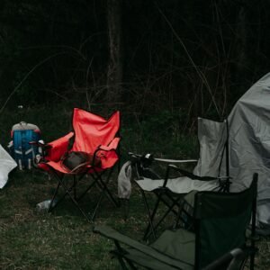 Portable Oxford Fabric Folding Camping Chair, Heavy Duty Outdoor Chair with Cup Holder & Side Pocket